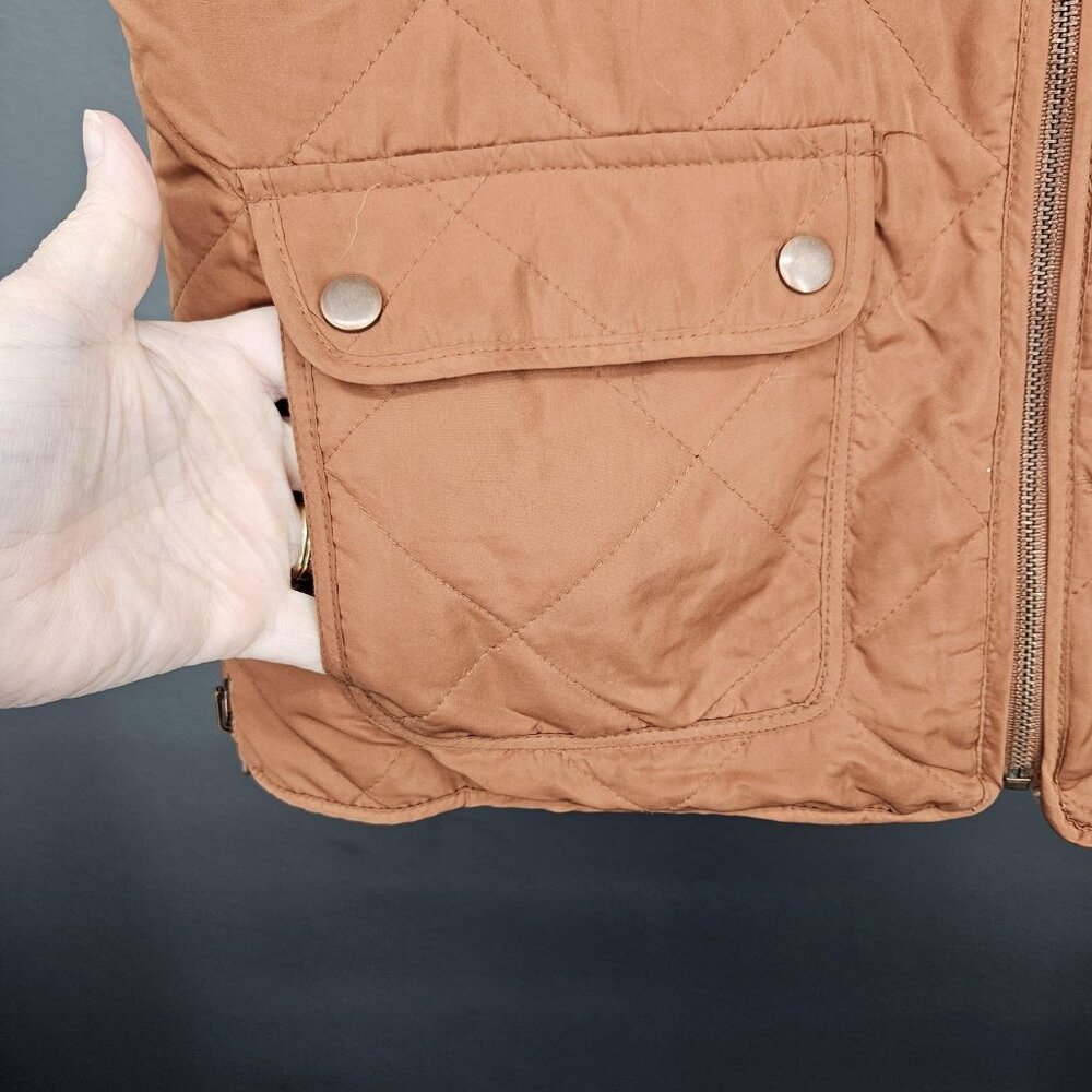 Thread Supply Vest Womens Small Rust Brown Quilt Sherpa Fleece Zip Reversible - Picture 4 of 13